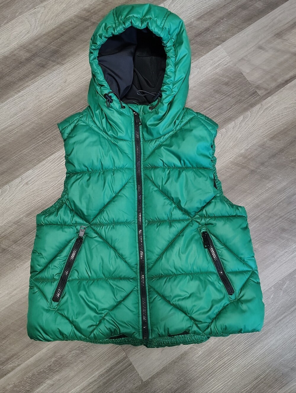 Love & Sports Puffer Vest with Hood - Green Size XS